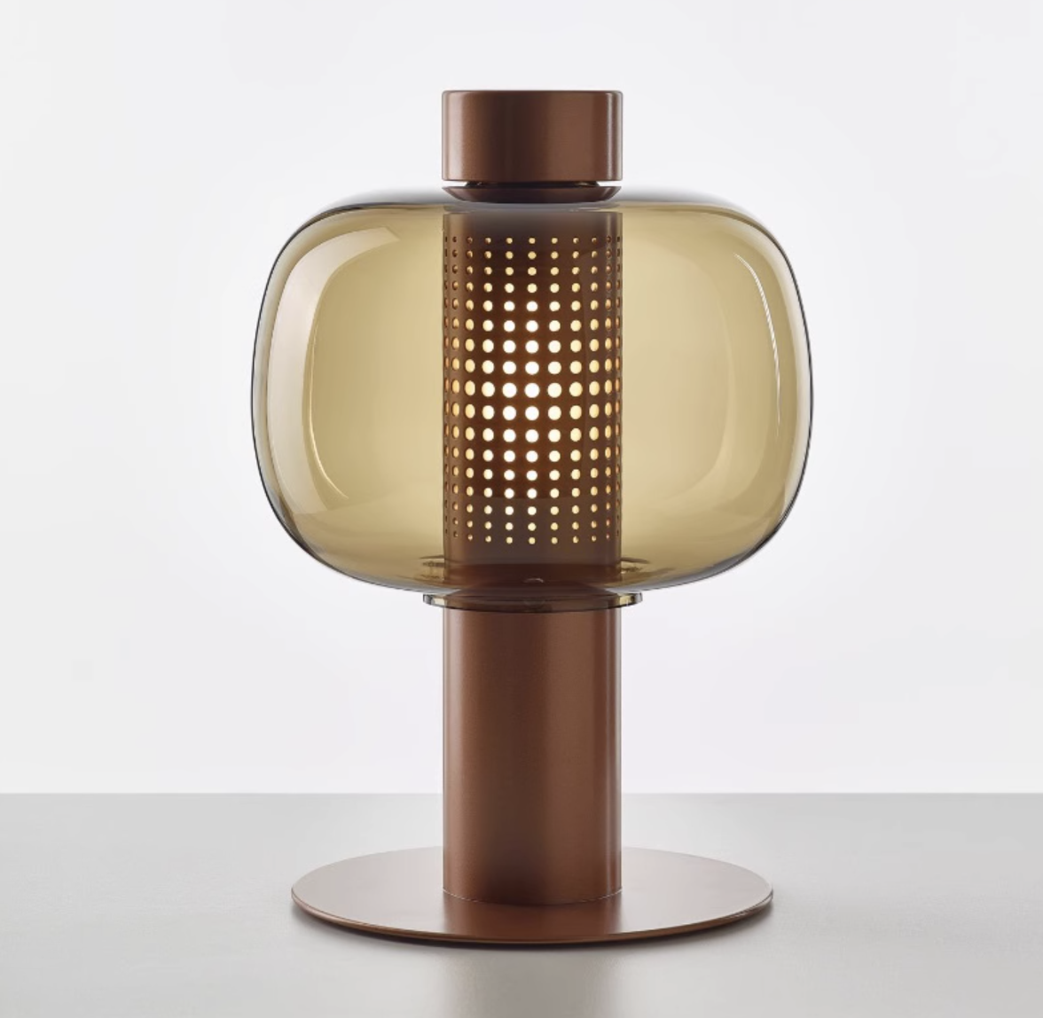 Casailighting “Retro Lantern” Copper & Glass Table Lamp