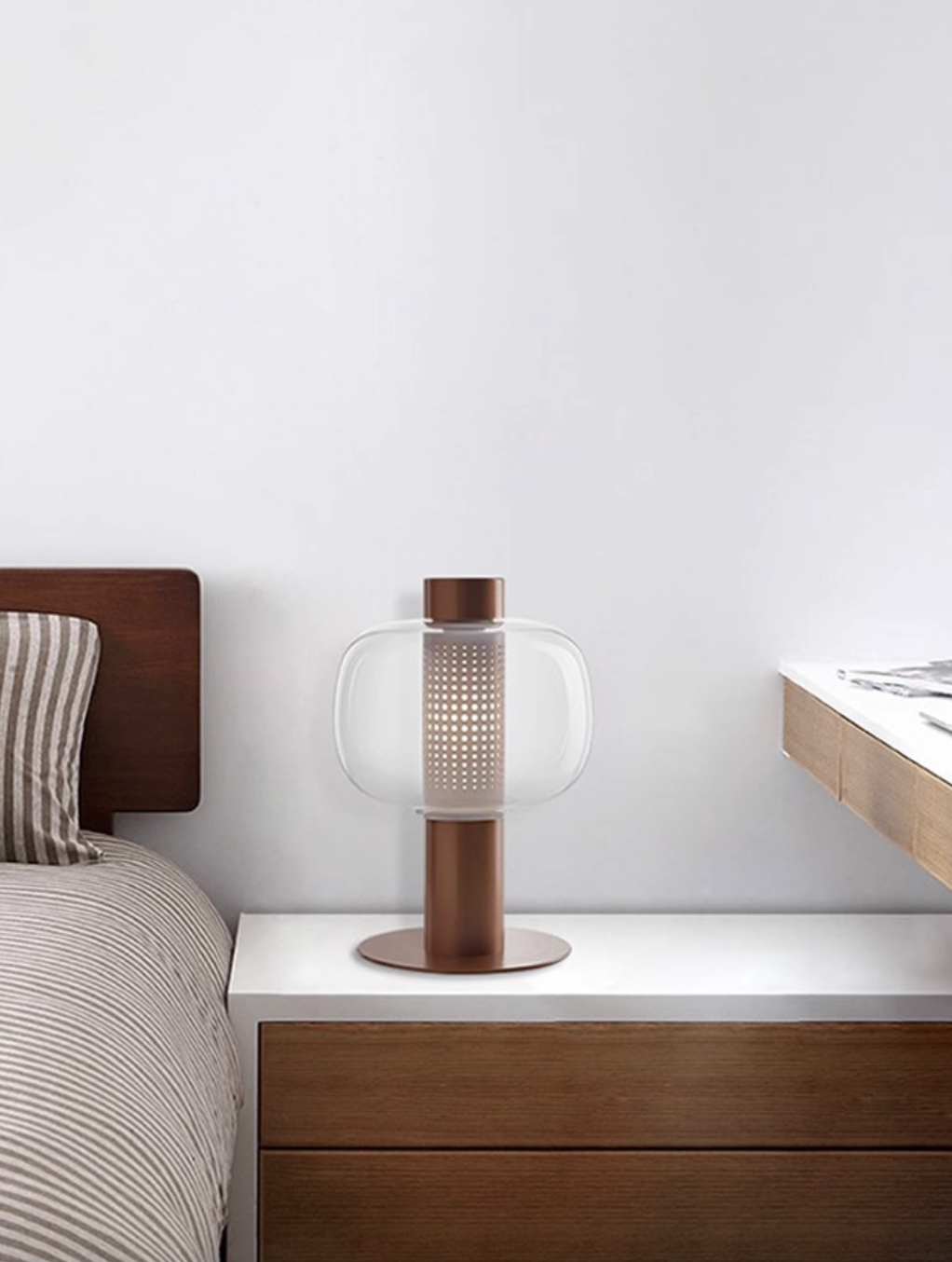 Casailighting “Retro Lantern” Copper & Glass Table Lamp