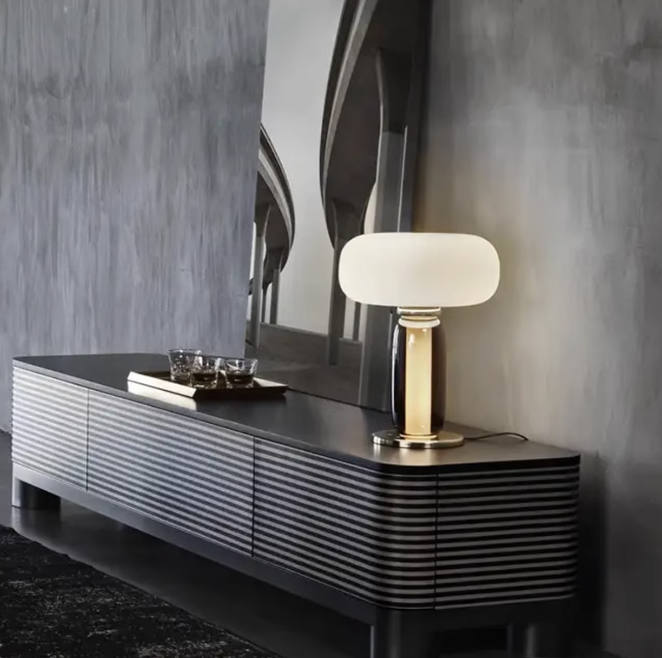 Casailighting “Cloud Pillar” Brass & Glass Table Lamp