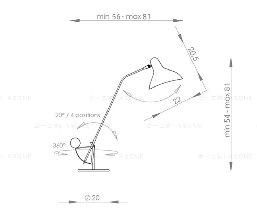 Casailighting “Counterpoise Arm” Black Brass Task Lamp