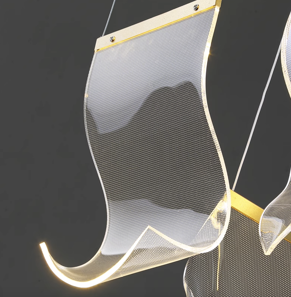  Casailighting “Ribbon Cascade” Brass & Glass Chandelier
