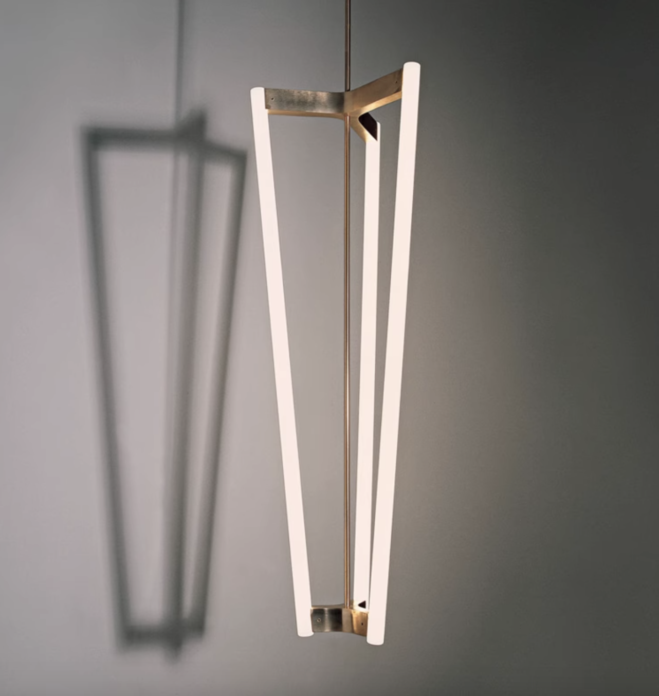 Casailighting “Prism Frame” Brass & Frosted Glass Pendant Light