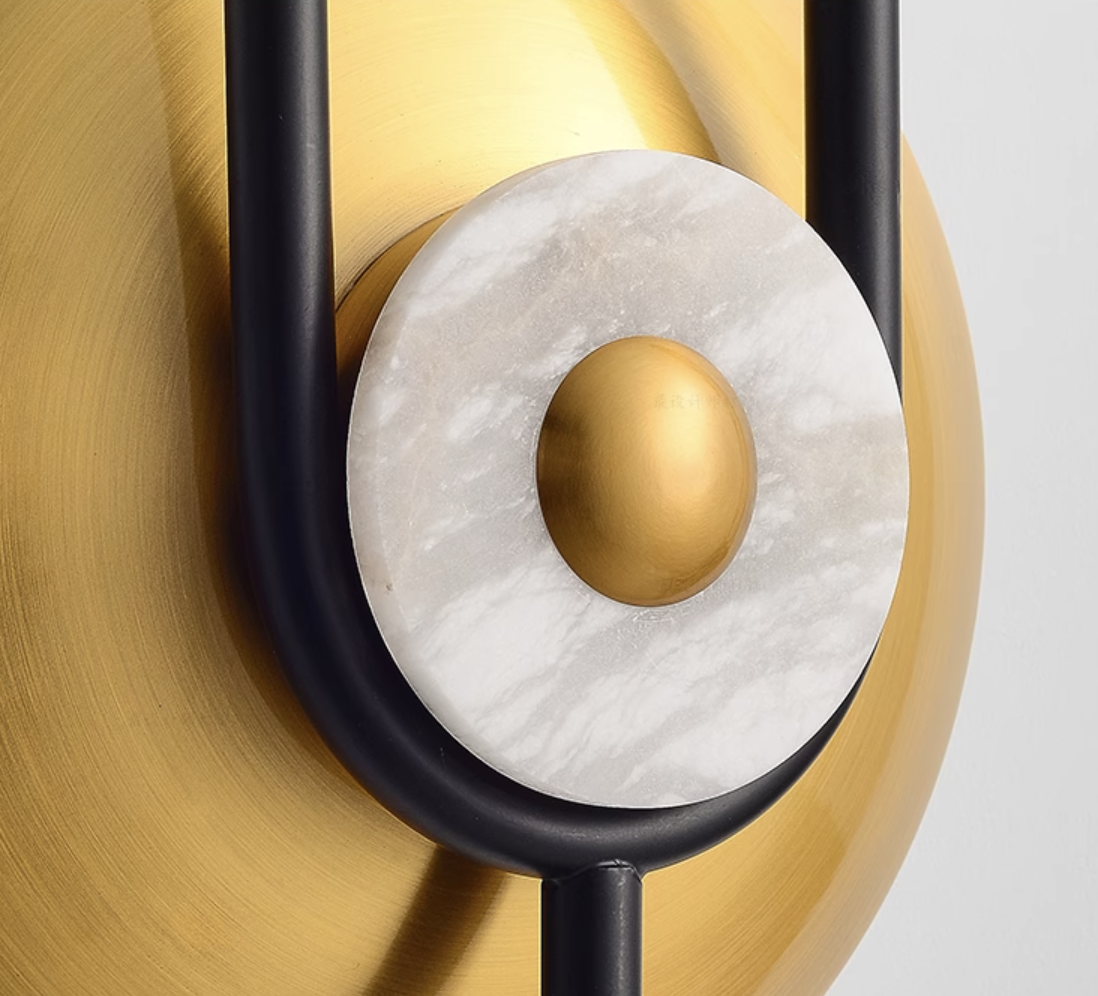  Casailighting “Orbit Arc” Brass & Alabaster Wall Sconce
