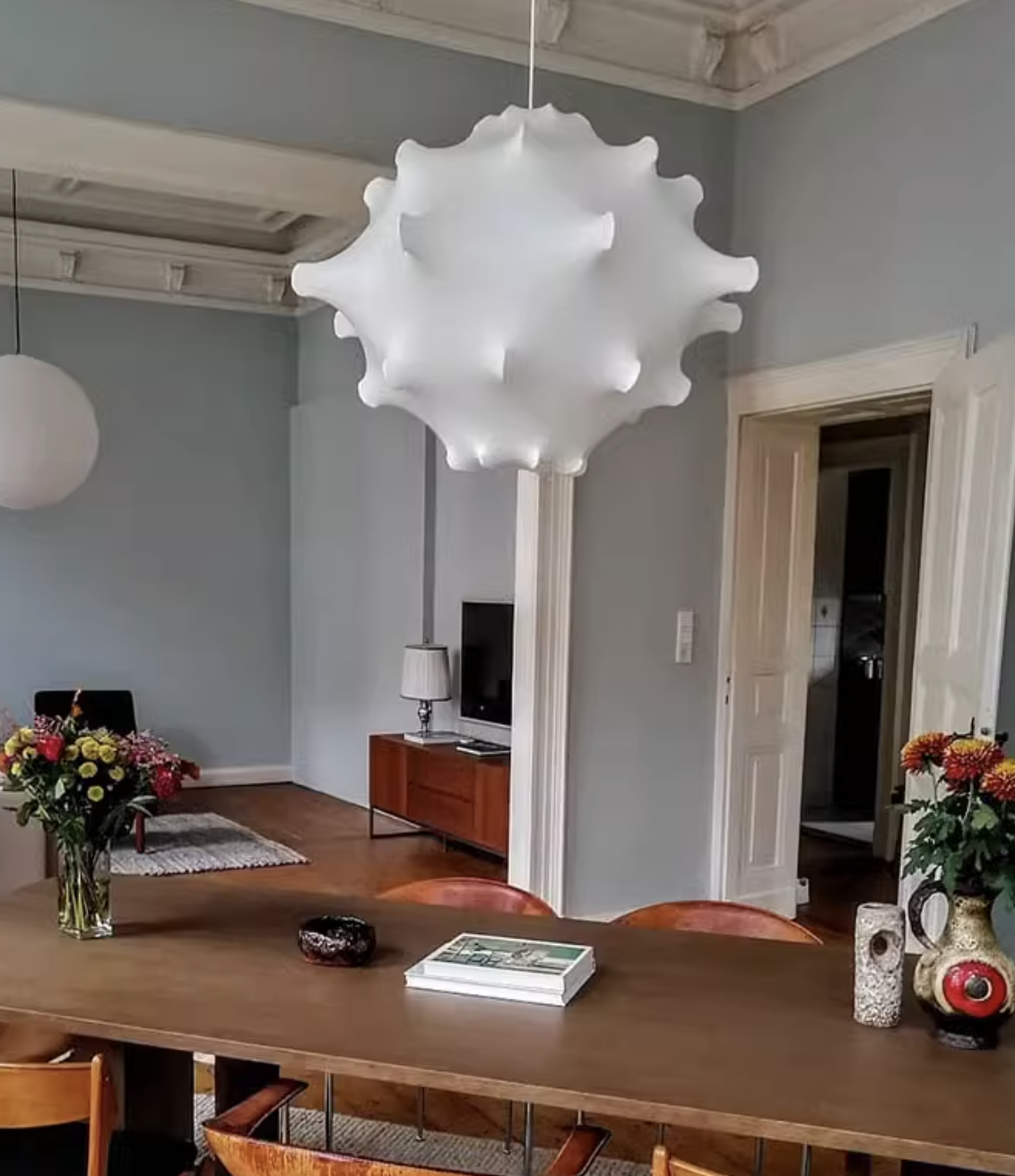 Casailighting “Starburst Bloom” Fabric & Iron Pendant Light