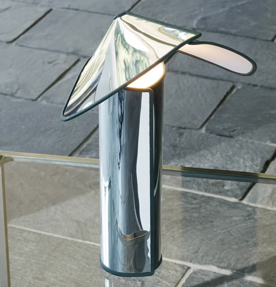 Casailighting “Canopy Shade” Stainless Steel Floor / Table Lamp