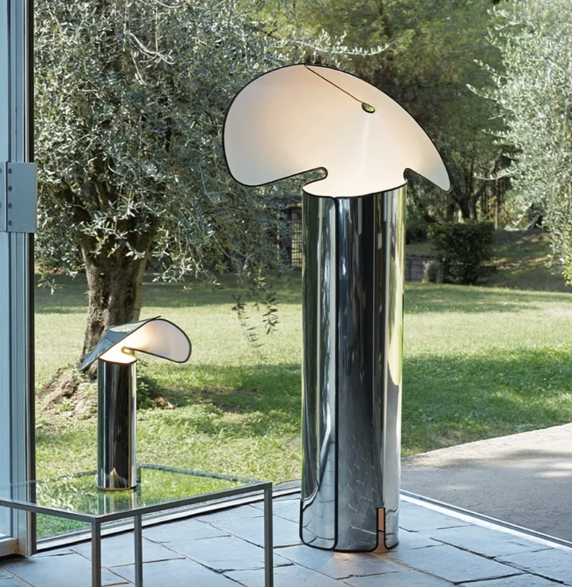 Casailighting “Canopy Shade” Stainless Steel Floor / Table Lamp