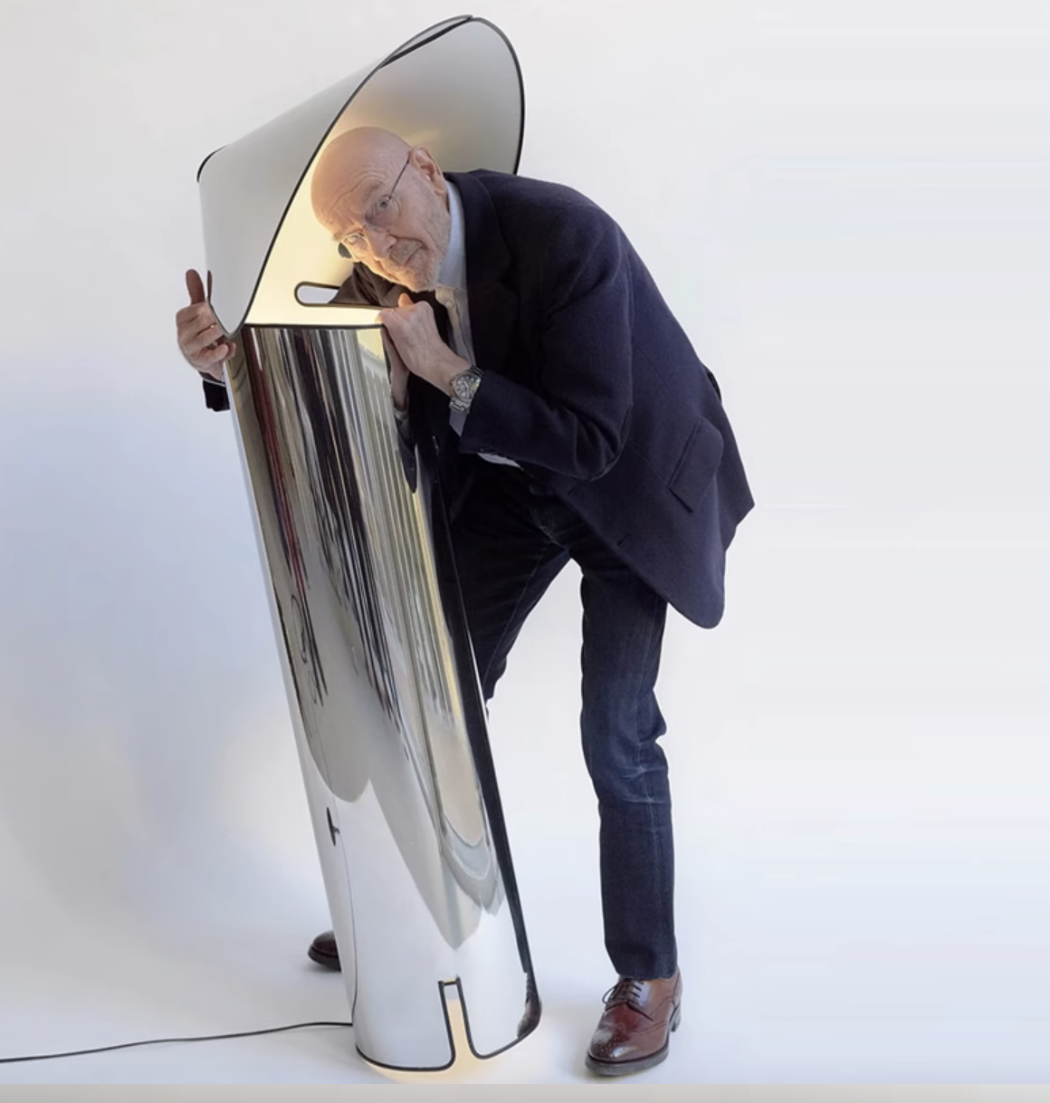 Casailighting “Canopy Shade” Stainless Steel Floor / Table Lamp