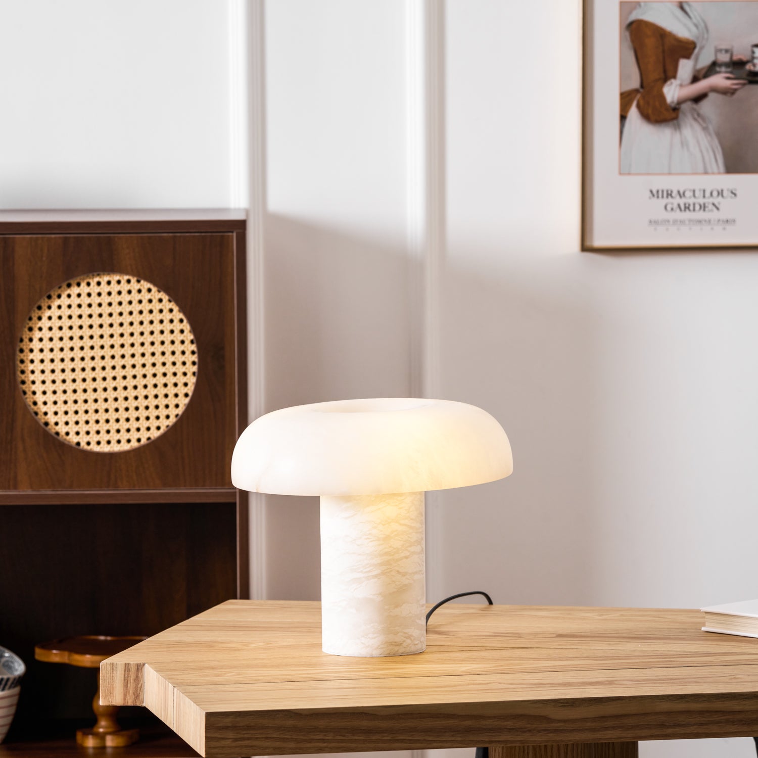 Mushroom Type Alabaster Table Lamp