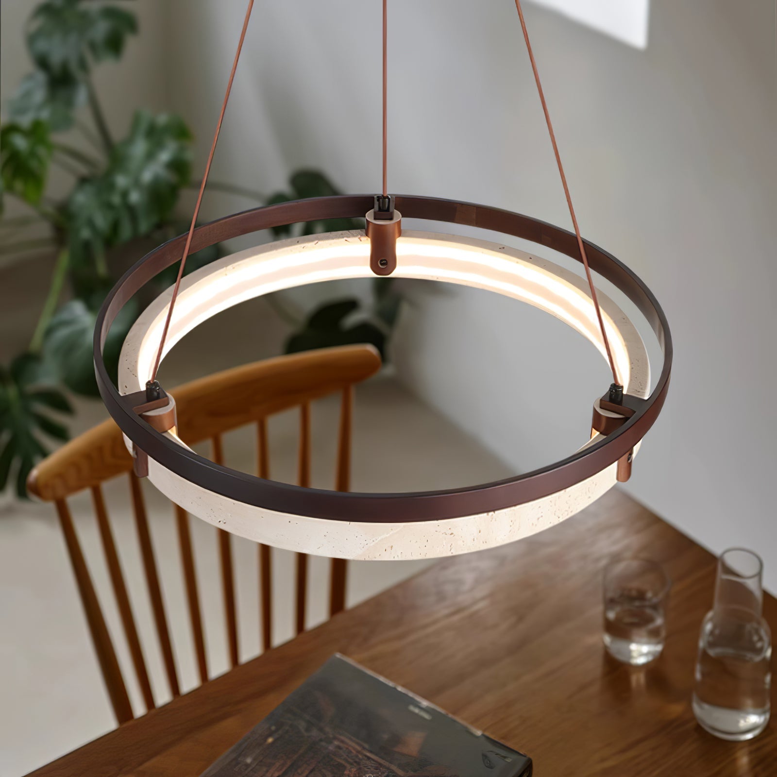 Orbit Travertine Pendant Light