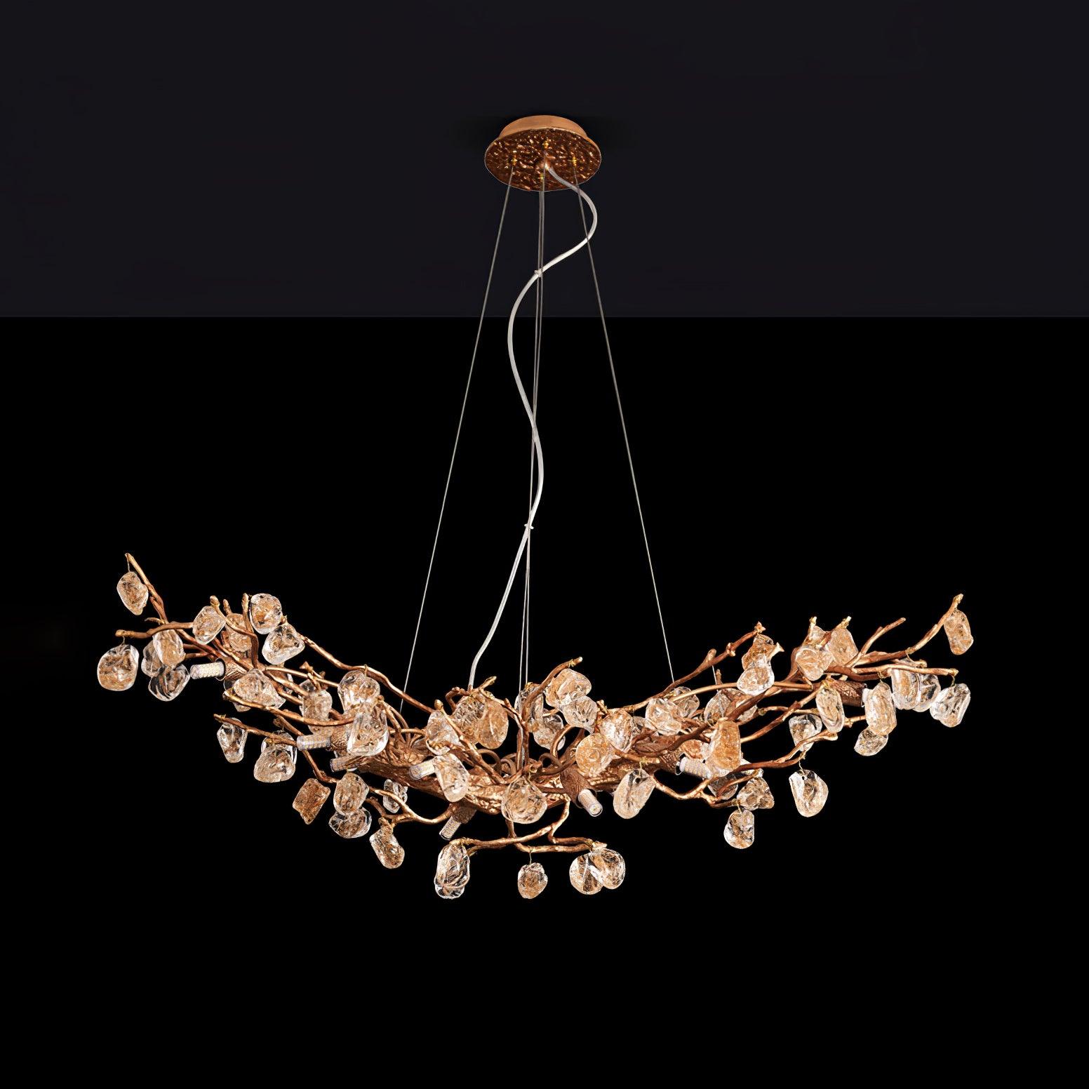 Stone Crystal Brass Chandelier