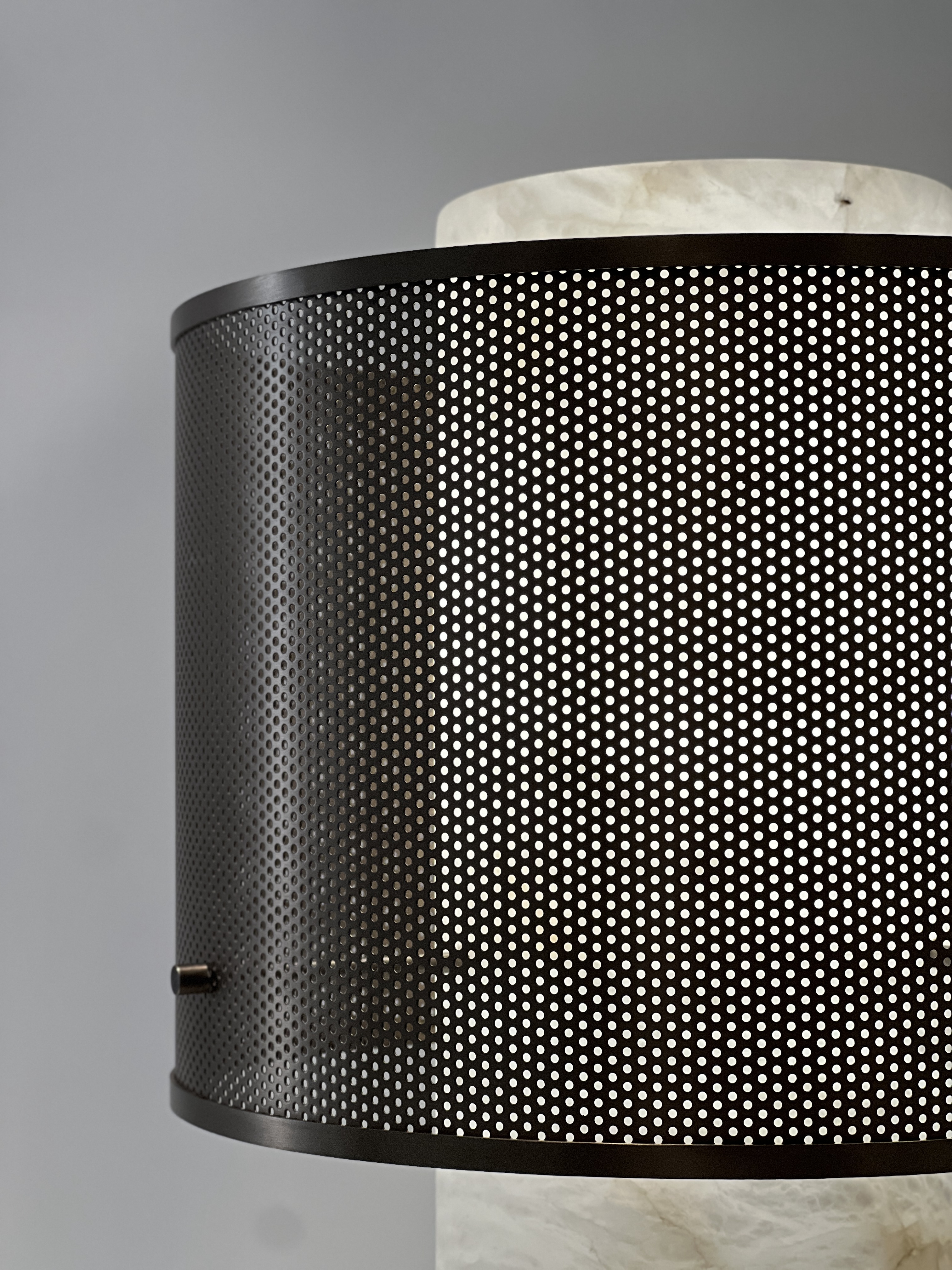 Casailighting “Mesh Veil” Alabaster & Gunmetal Brass Table Lamp