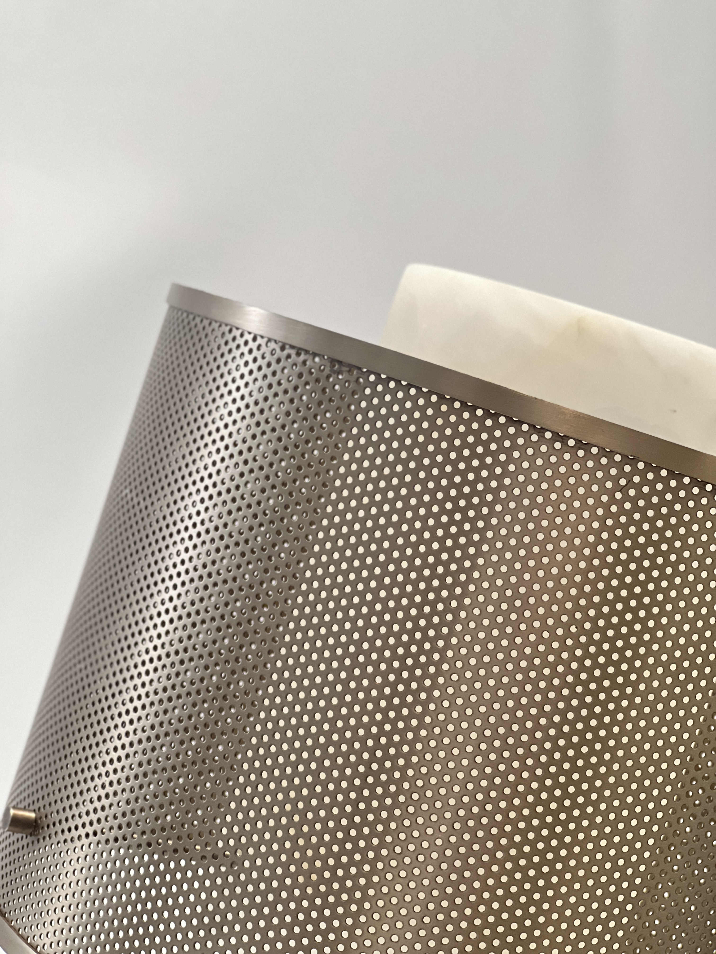 Casailighting “Mesh Veil” Alabaster & Gunmetal Brass Table Lamp