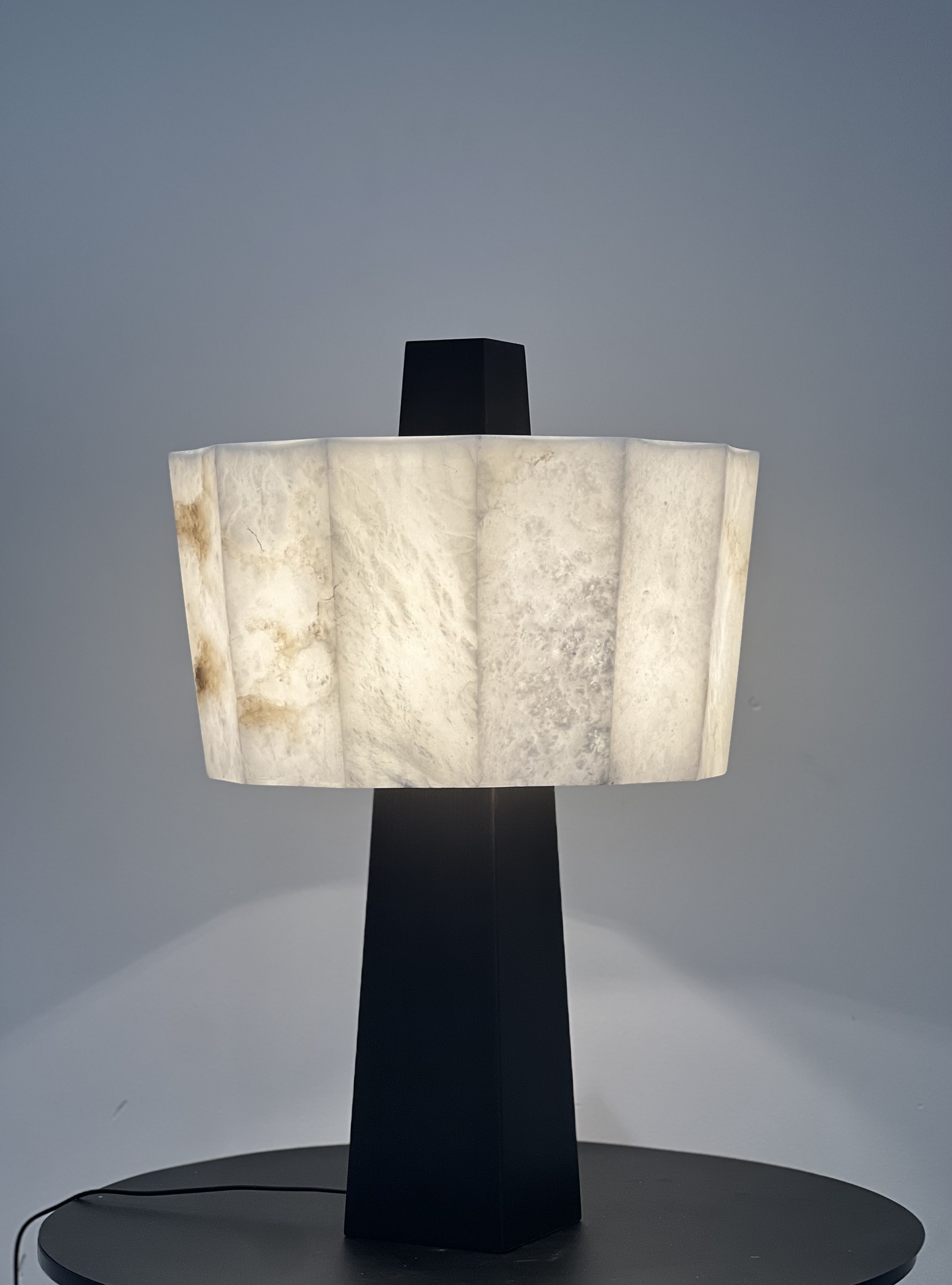 CASA Lighting Pantheon Alabaster Table Lamp | Black Metal & Natural Stone