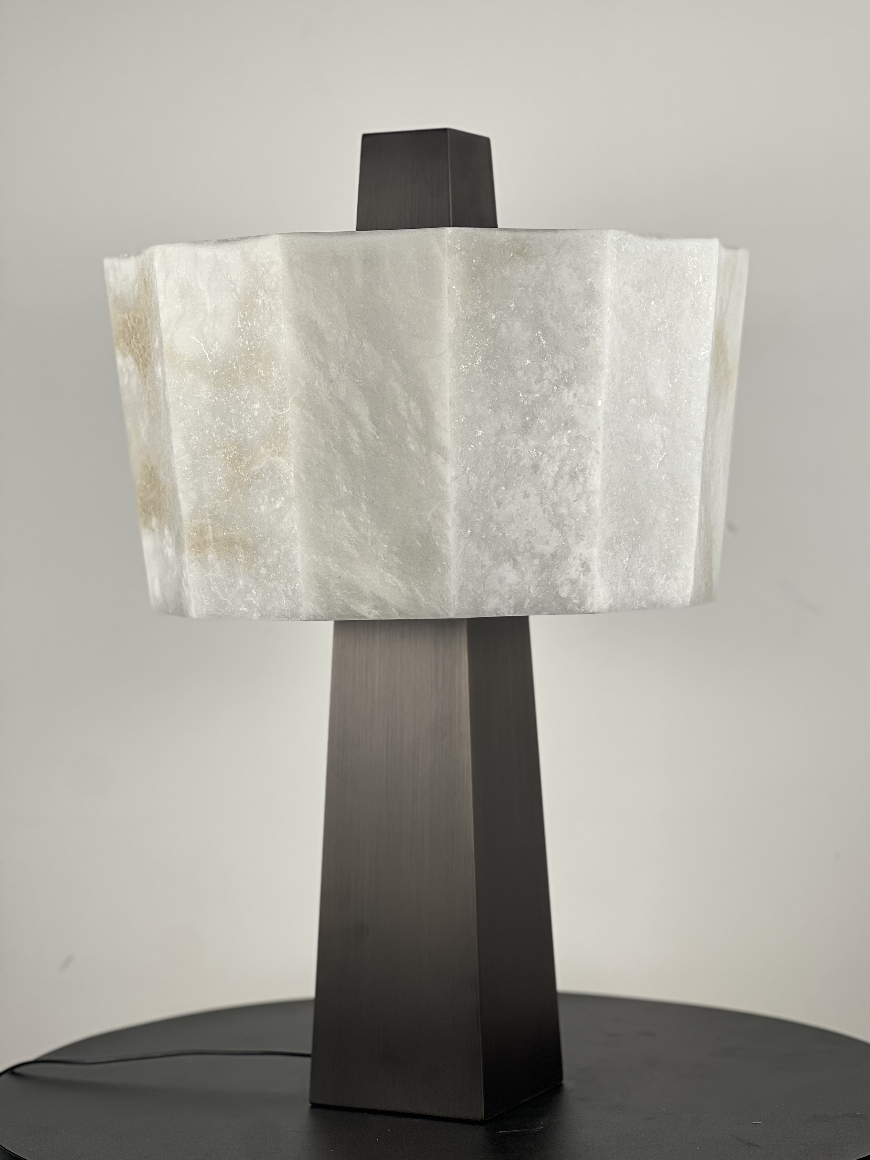 CASA Lighting Pantheon Alabaster Table Lamp | Black Metal & Natural Stone