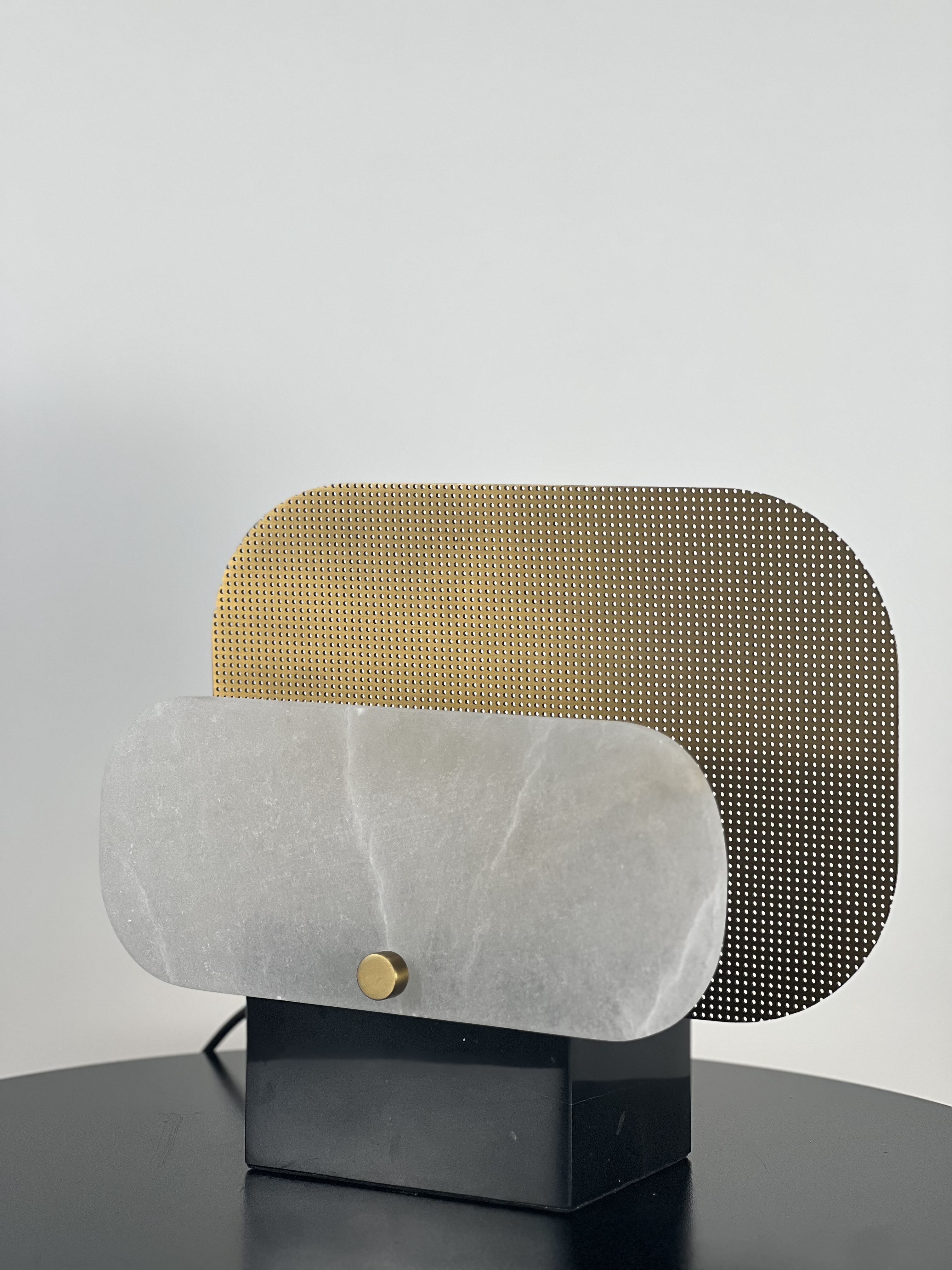 CASA Lighting Altai Alabaster Table Lamp | Black & Brass Organic Statement