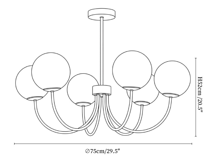 Cyrilla Alabaster Chandelier 6-head dimensions