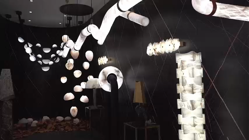 Casailighting Oval Alabaster & Brass Chandelier 