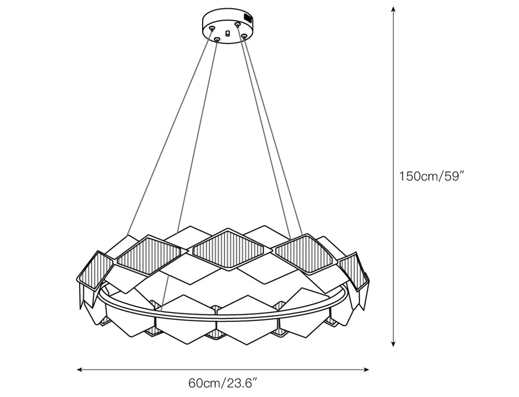 Circular Rote Alabaster Diamond Chandelier