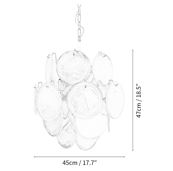 Vintage Murano White Glass Disks Chandelier