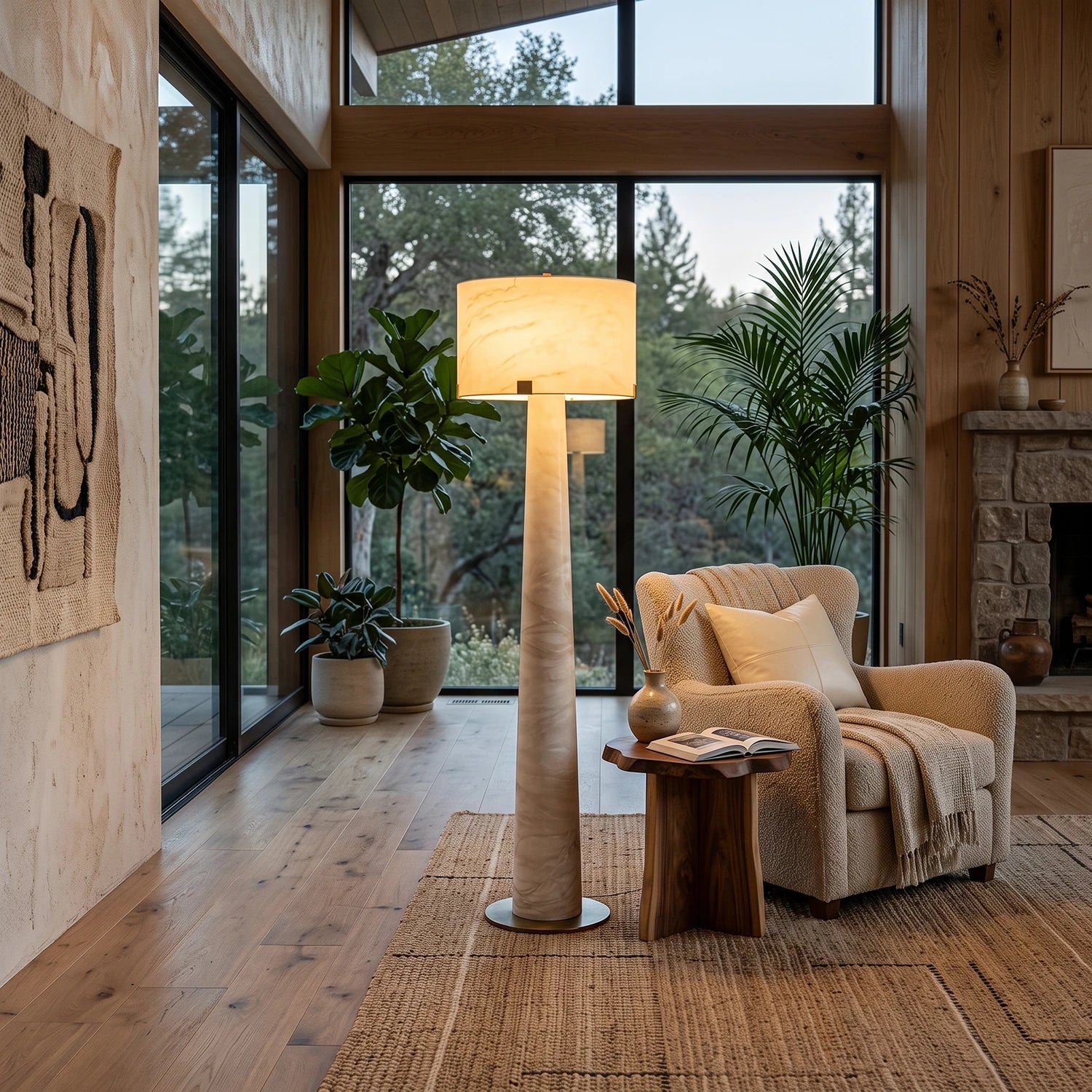 Verity Tapered Column Alabaster Floor Lamp