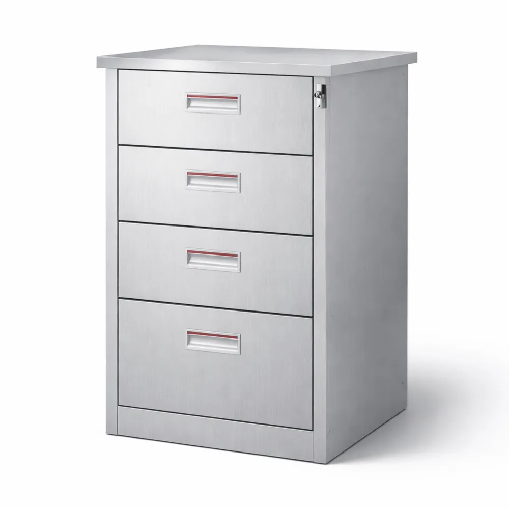 Cassettiera in acciaio per ufficio e casa con spazio sotto scrivania