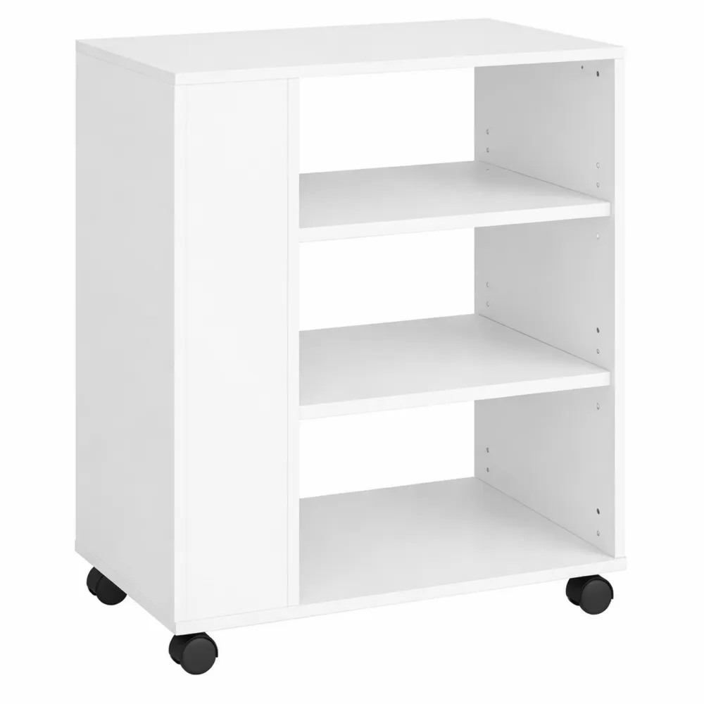 Cassettiera ufficio su ruote con ripiani regolabili bianca 60x35x75cm