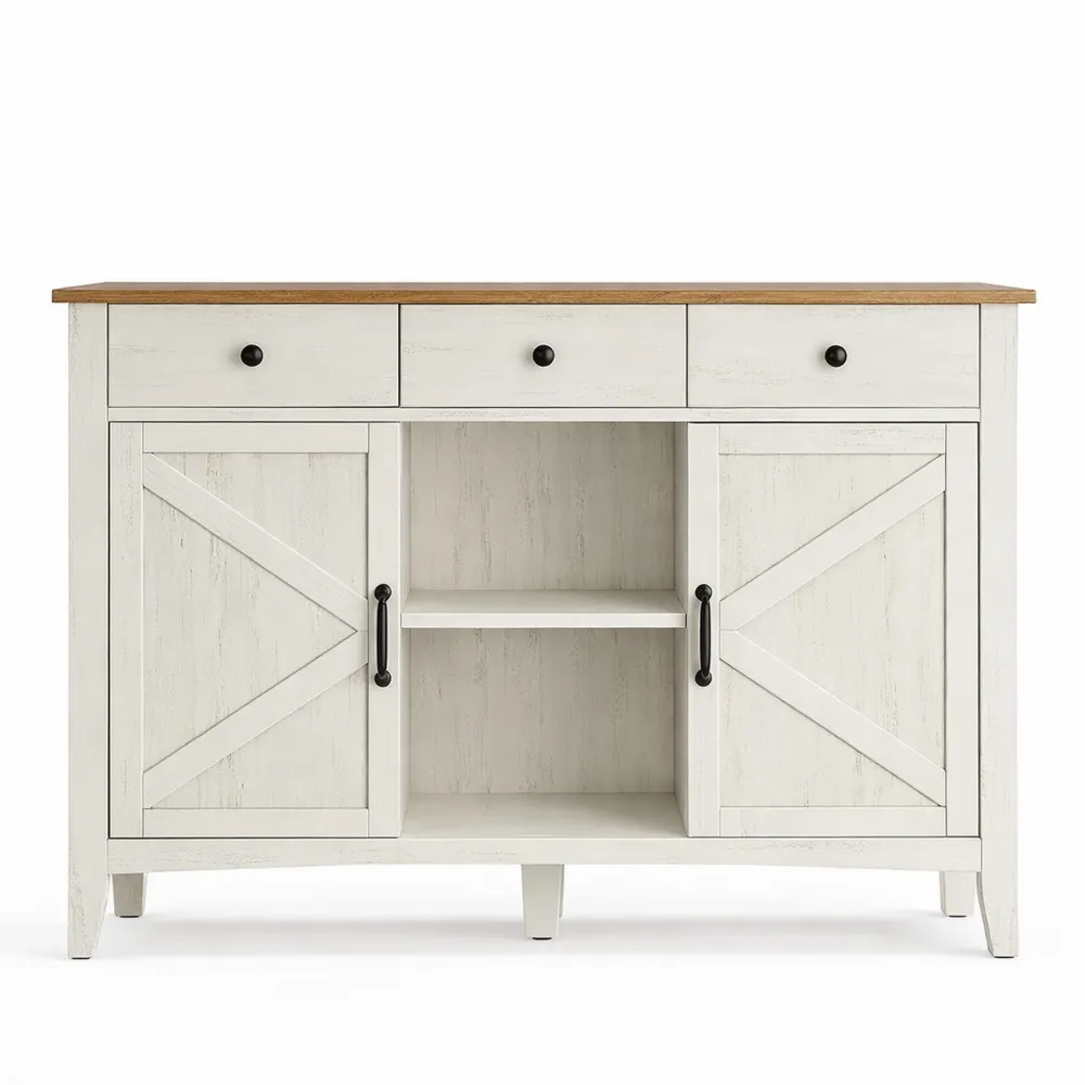 Credenza Rustica con Cassetti e Ripiano Regolabile per Cucina