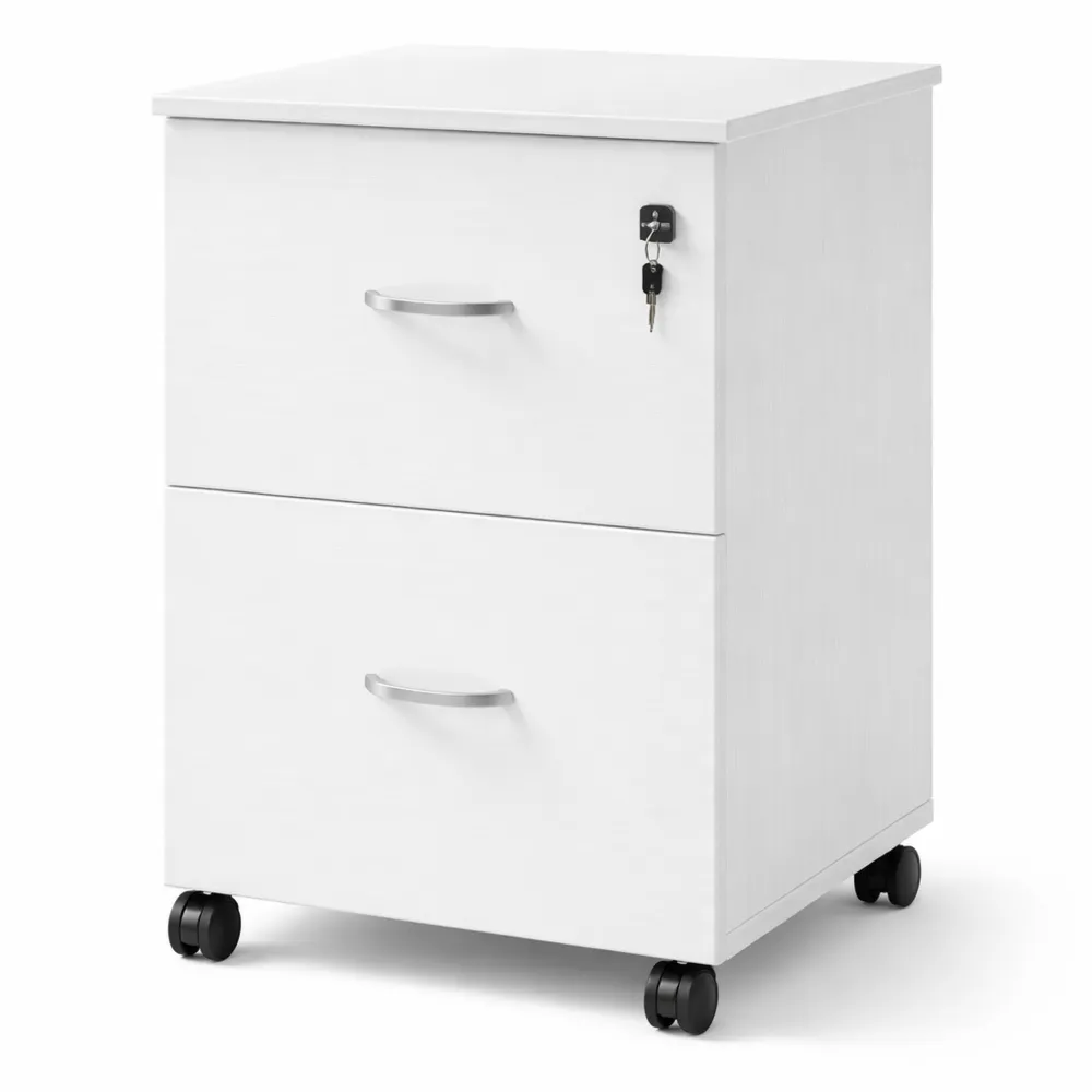 Schedario a 2 cassetti con serratura per ufficio, supporto stampante, per documenti A4