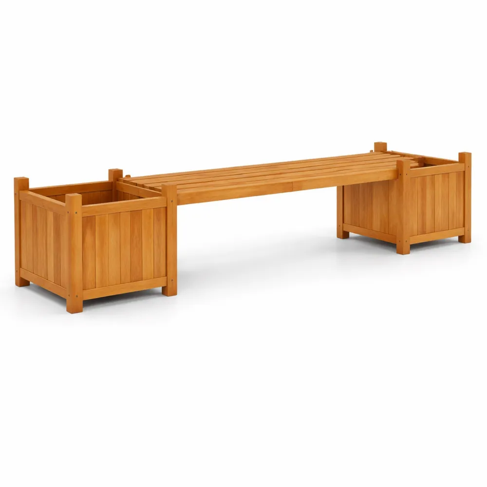 Fioriere da Esterno con Panchina e Letto Rialzato in Legno