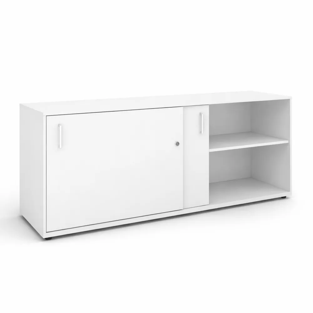 Armadio da Ufficio con Ante Scorrevoli, Credenza Bianca 1640x400 mm