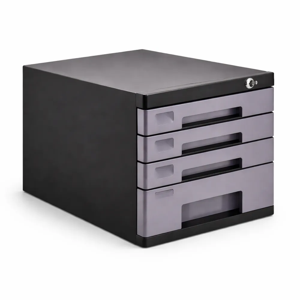 Schedario a 4 strati con serratura e cassetti per documenti A4, ideale per ufficio e casa