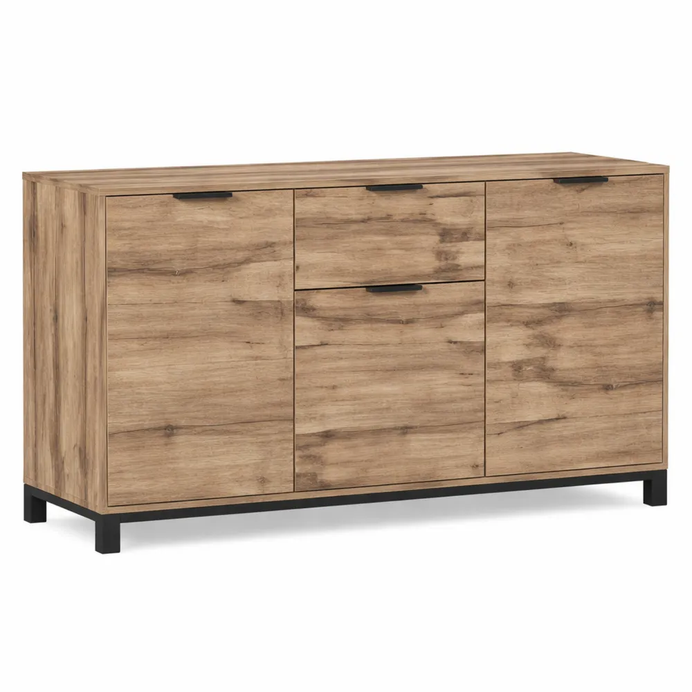 Mobile Credenza con Cassetto e Armadietti Regolabili in Stile Industriale, per Sala da Pranzo e Cucina, Marrone