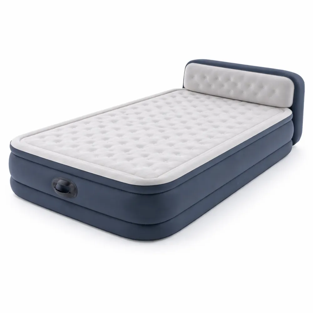 Materasso Gonfiabile con Schienale e Pompa Elettrica, 152 x 236 x 86 cm, Blu