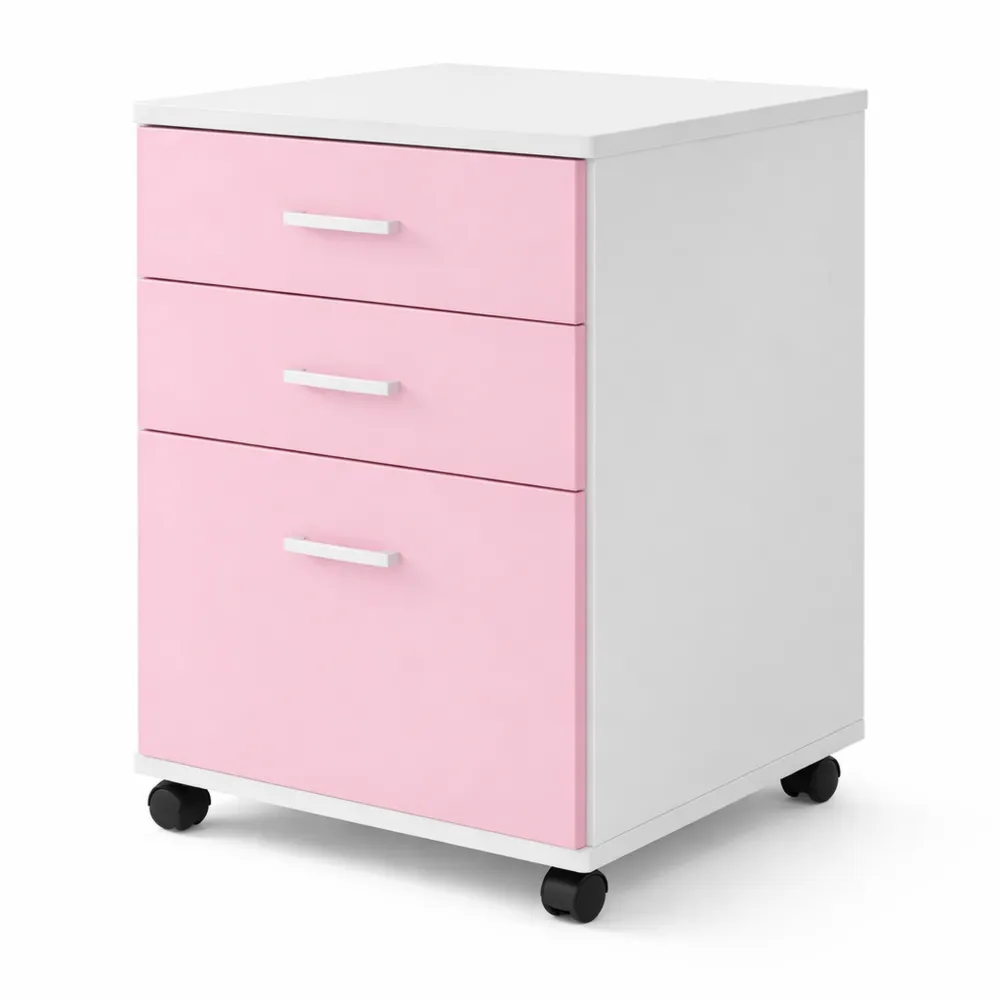 Cassettiera in Legno MDF con 3 Cassetti e Ruote Girevoli per Casa e Ufficio