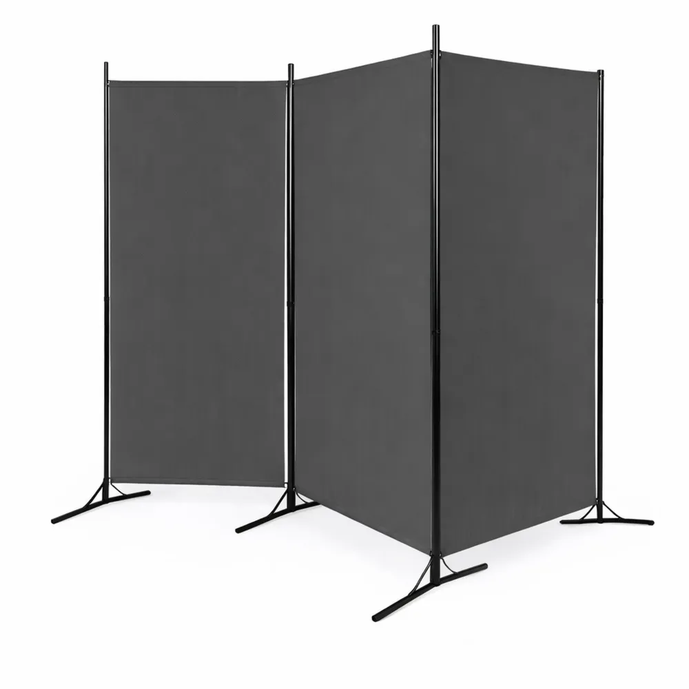 Paravento pieghevole 3 pannelli per interni ed esterni, grigio scuro