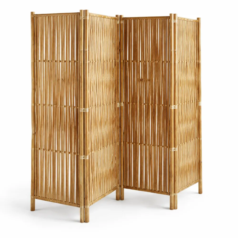 Paravento 4 Pannelli in Bambù Naturale per Interni 160x180 cm