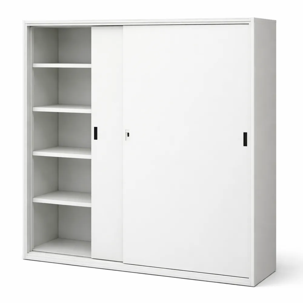 Armadio metallico da ufficio con porte scorrevoli, 120x45x200 cm