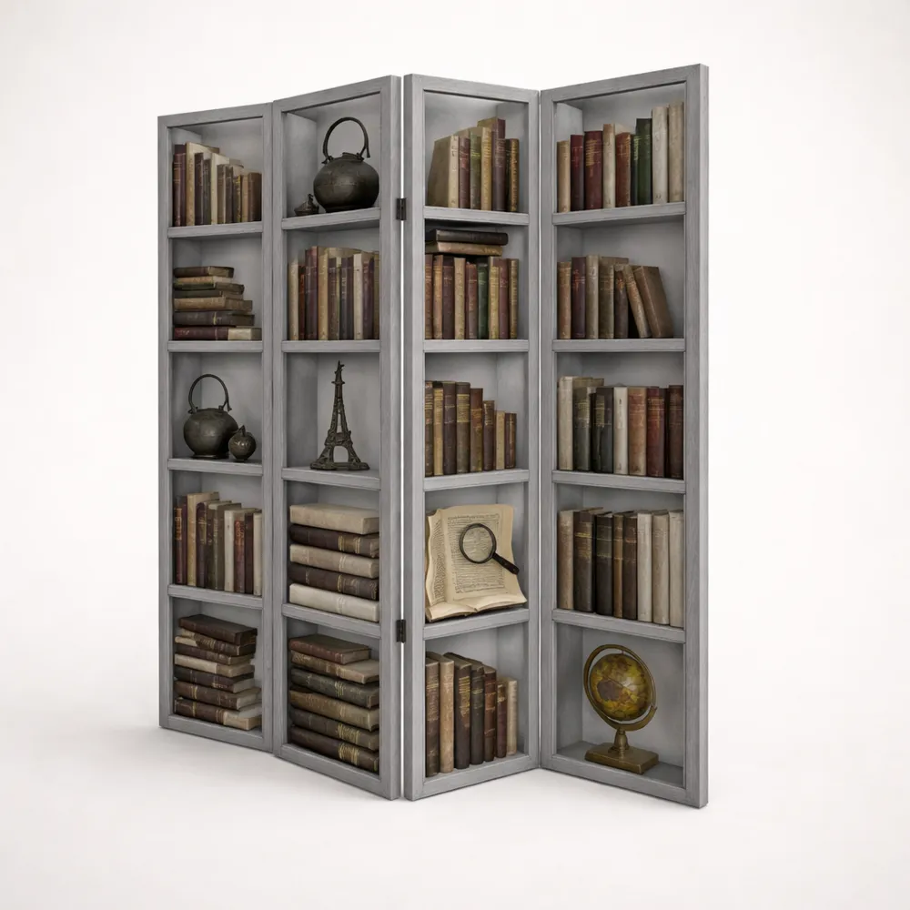 Paravento divisorio pieghevole con stampa libreria