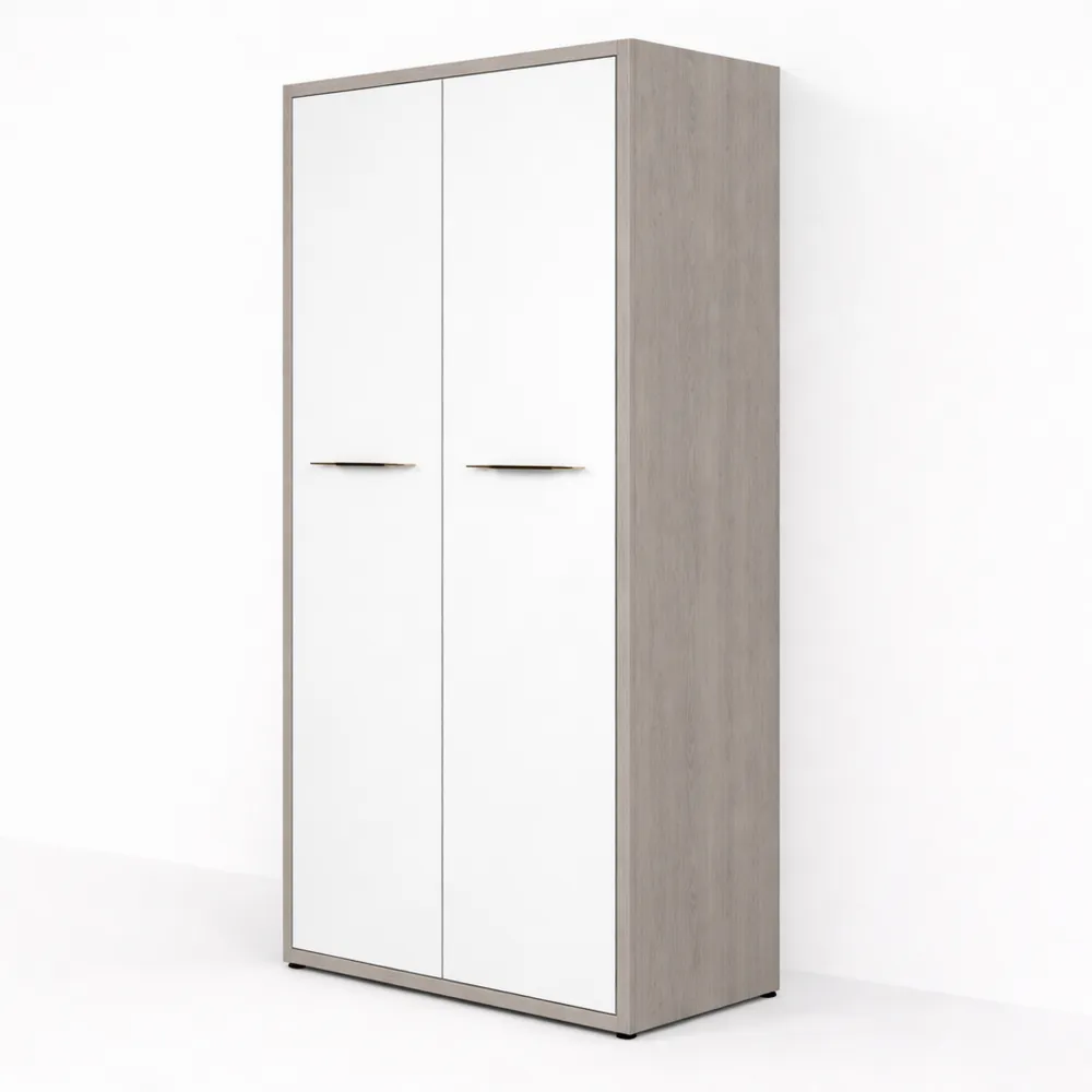 Armadio con 2 Ante in Cemento e Bianco Laccato per Studio e Ufficio