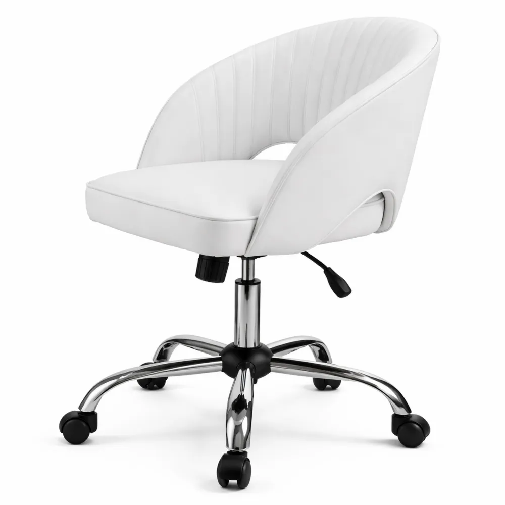 Sedia da Ufficio Ergonomica in Finta Pelle Bianca