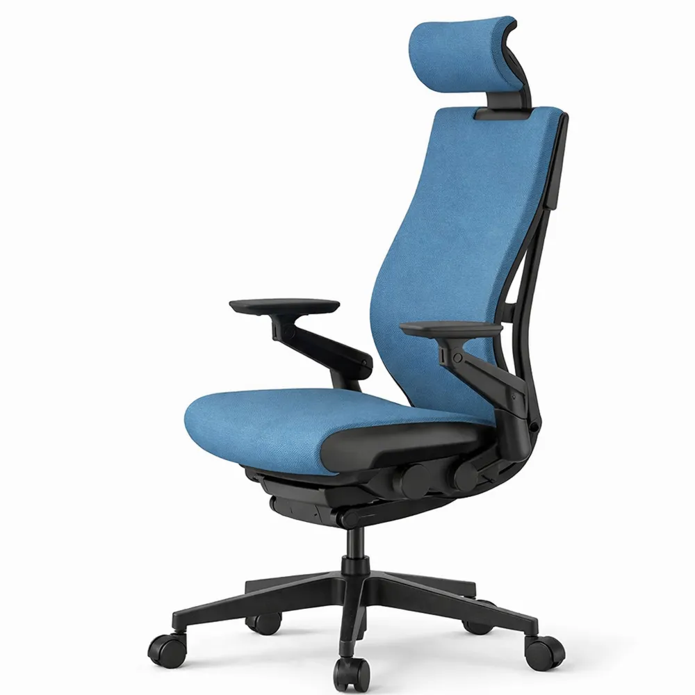 Sedia ergonomica da ufficio in acciaio inox, colore cobalto, regolabile