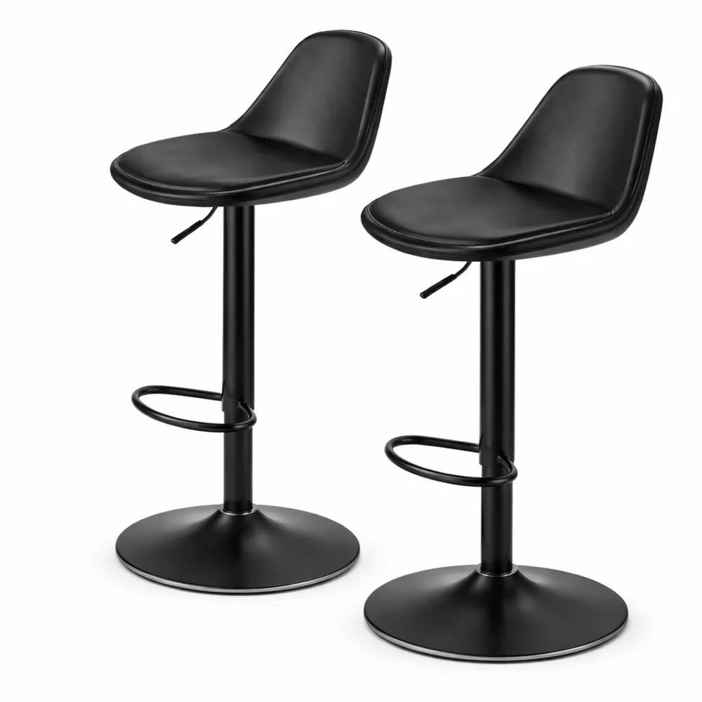 Set di 2 sgabelli girevoli con cuscino, altezza regolabile e poggiapiedi, fondo antigraffio, ideale per sala da pranzo