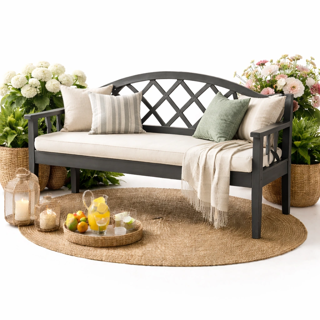 Gartenbank Dunkelgrau Holz Klassisch-zrivon