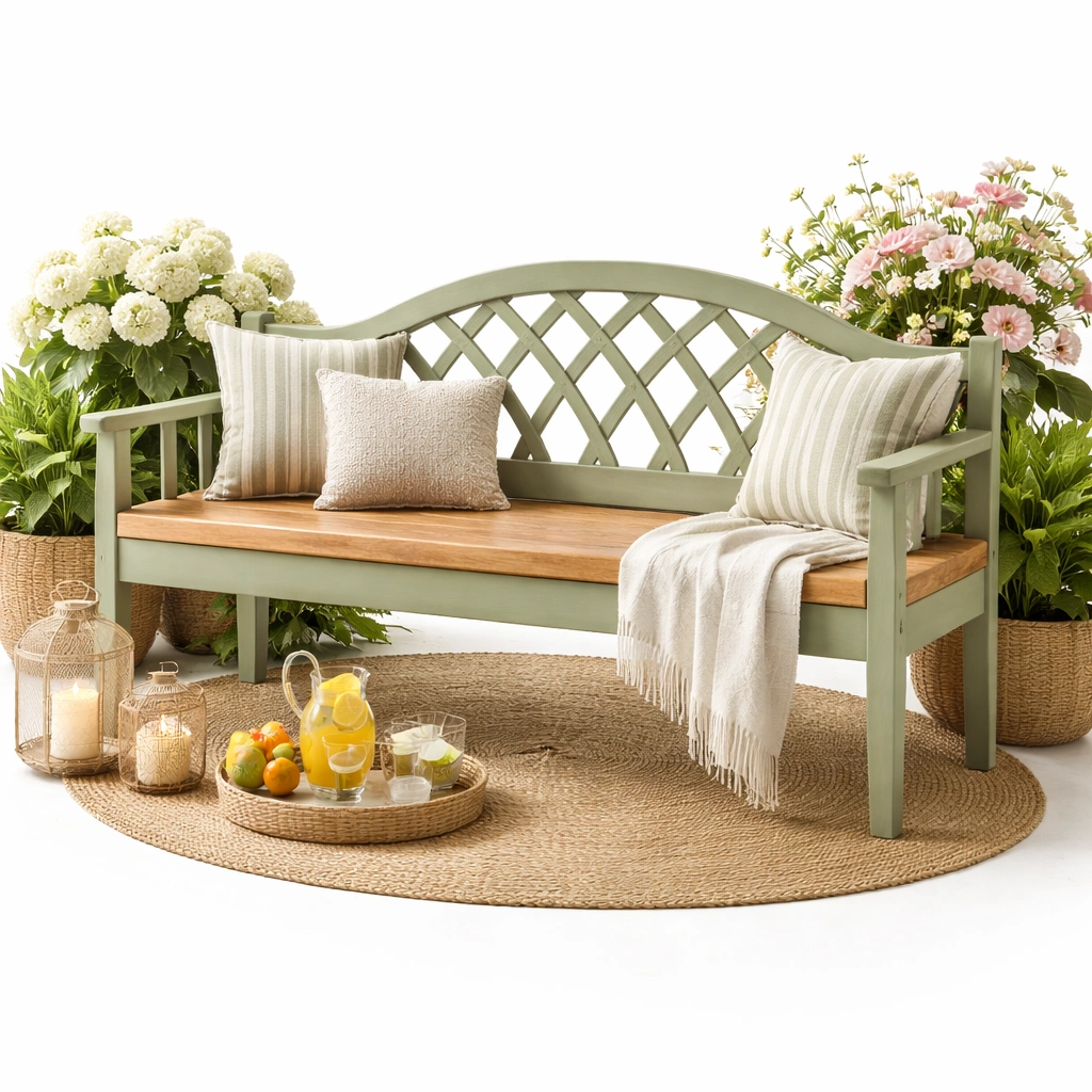 Gartenbank Hellgruen Holz Natur-zrivon