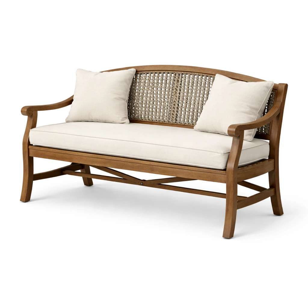 Gartenbank Natur Holz Rattan Elegant-zrivon