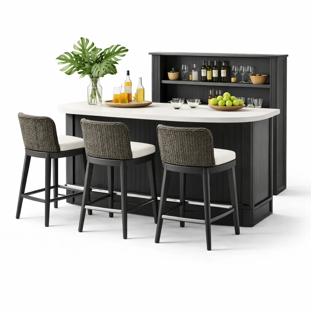 Outdoor Bar Set Schwarz Modern-zrivon
