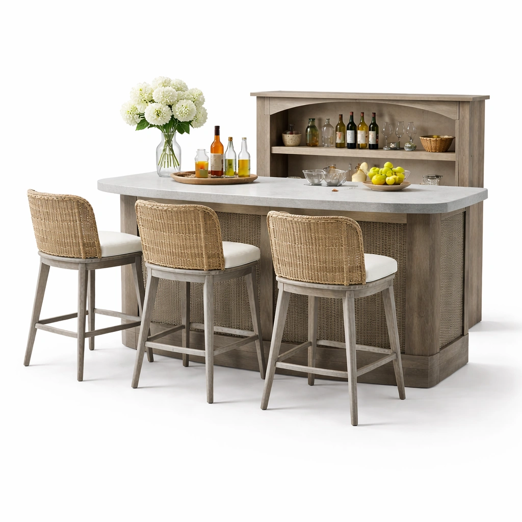 Outdoor Bar Set Beige Holz Natur-zrivon