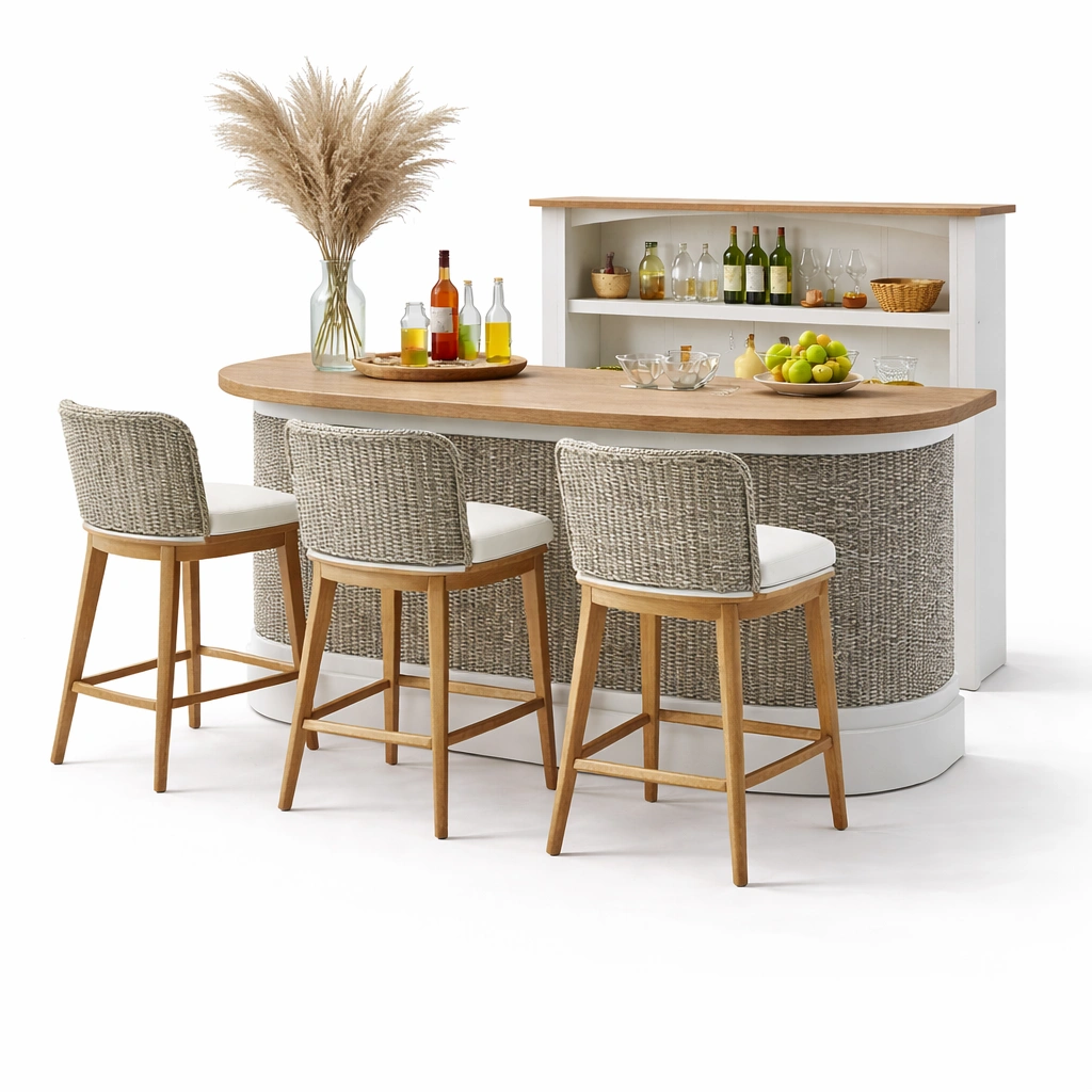 Outdoor Bar Set Weiss Holz Elegant-zrivon