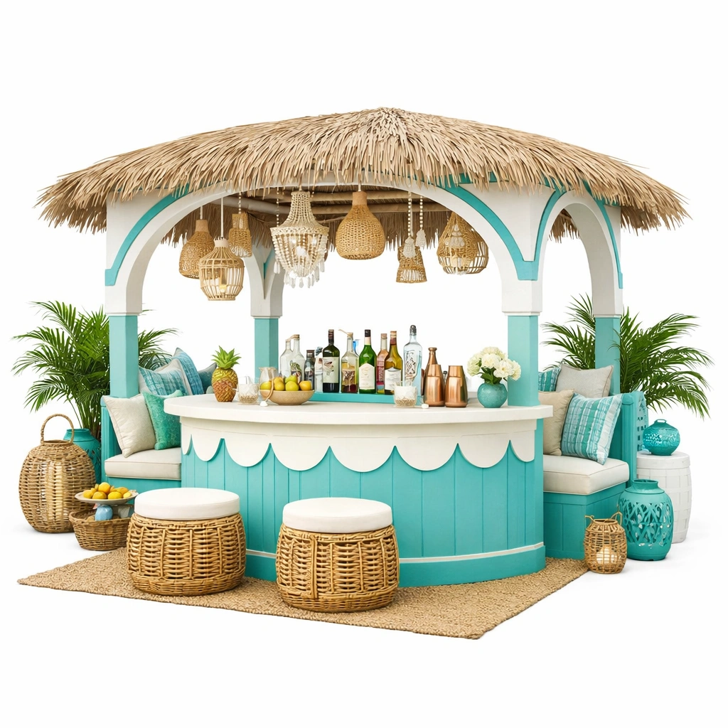 Outdoor Bar Set Tuerkis Rattan Exotisch-zrivon