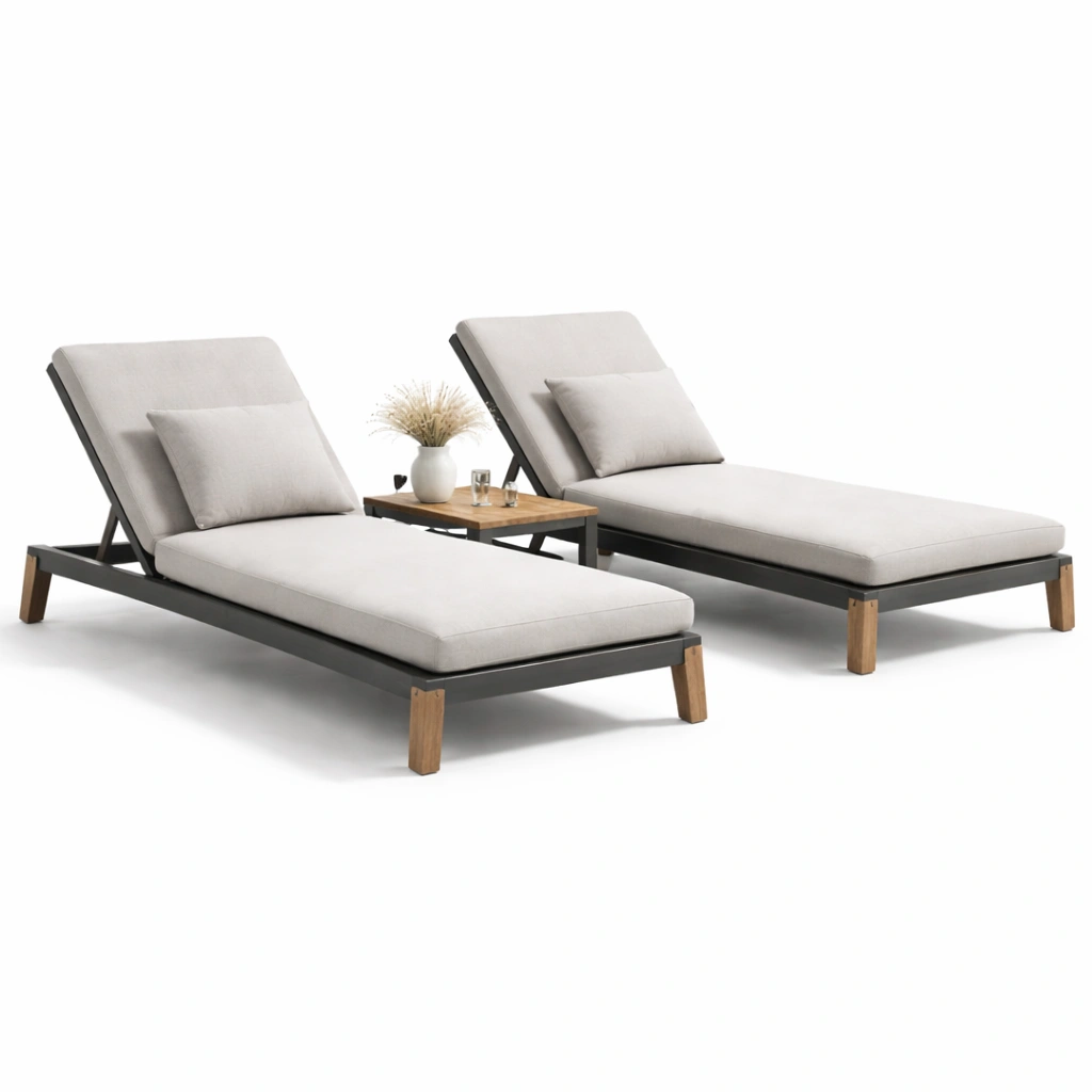 Outdoor Liegen Set Grau Minimalistisch-zrivon